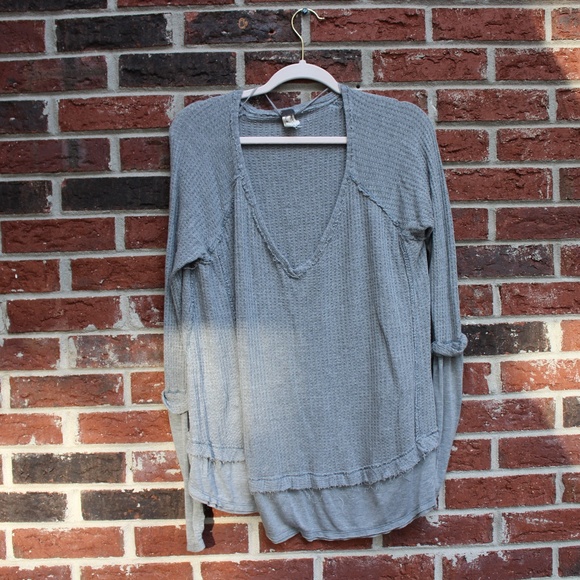 Free People Catalina V-neck thermal Sweatshirt - Picture 1 of 4